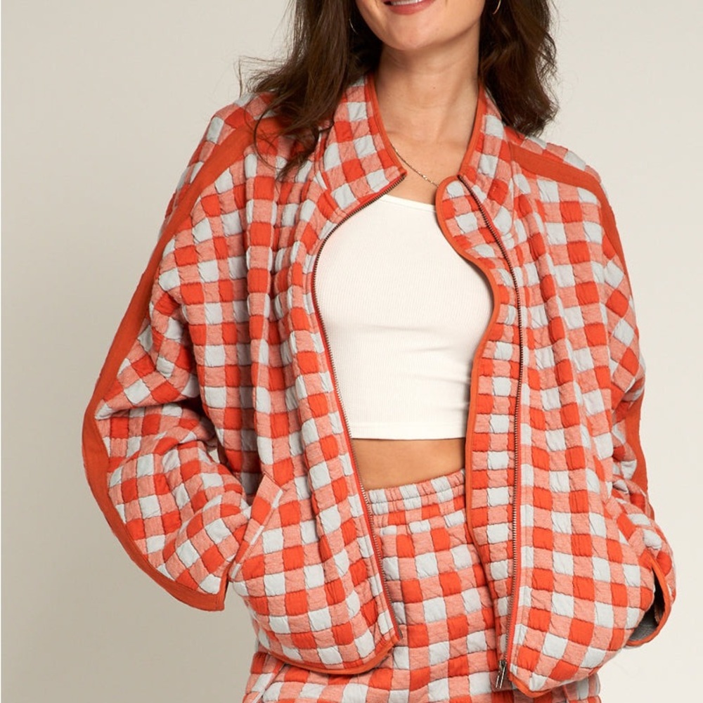 NWT En Crème Ella Checkered Quilted Jacket (Size M)